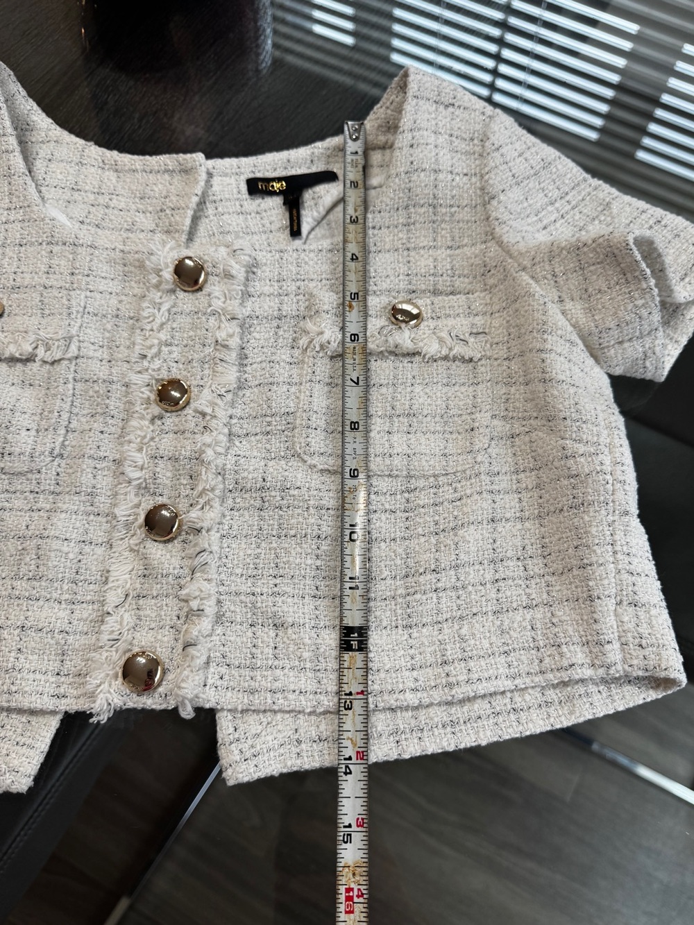 Maje Ecru Tweed Cropped Bustier Top - Picture 16 of 16